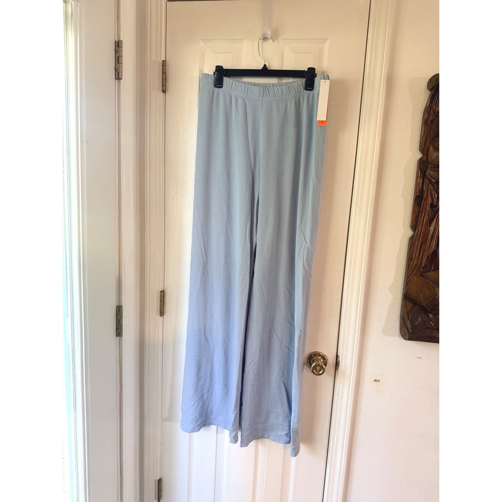 AQUA Athletic Melody Wide Leg Sweatpants Sky Blue Cotton Athleisure Large